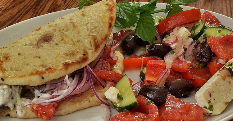 Gyros with Greek salad.  Jeffreyw (Flickr)
